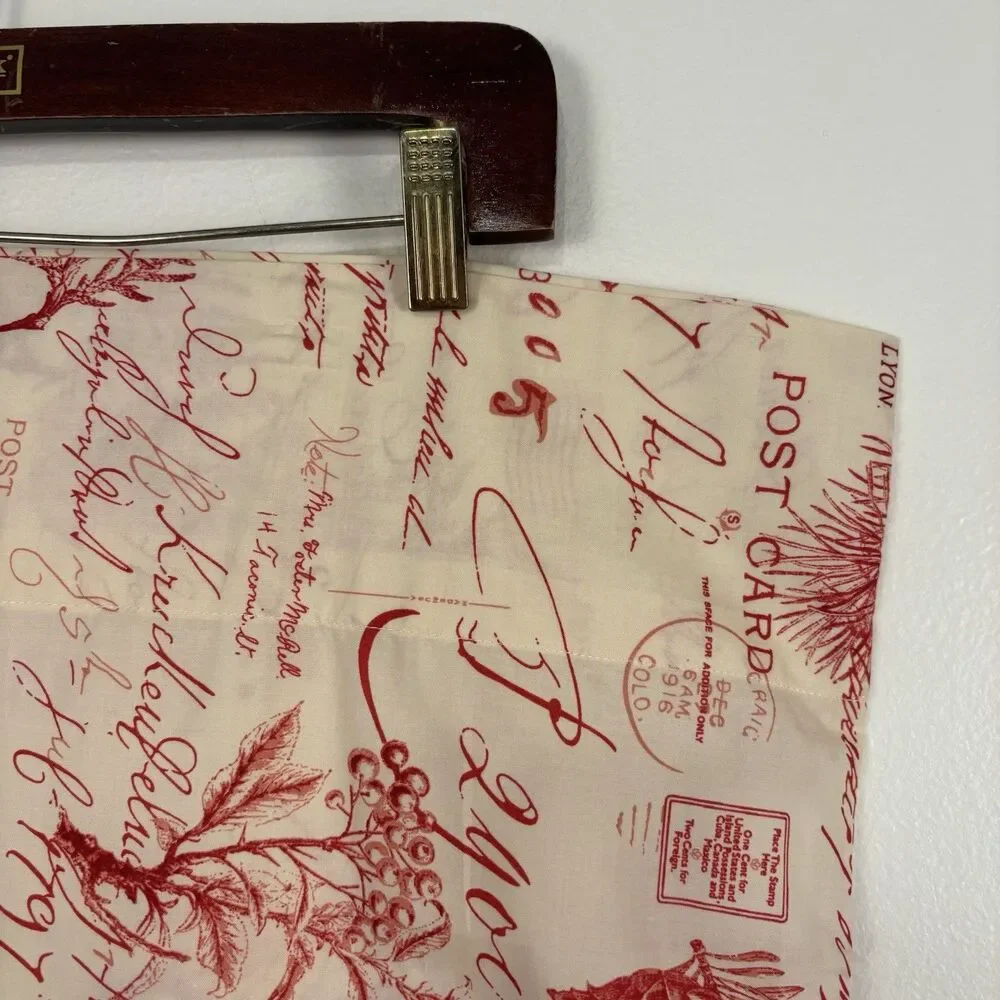Pottery Barn Standard Pillowcase French Postcard Script Red Cream Cotton Toile